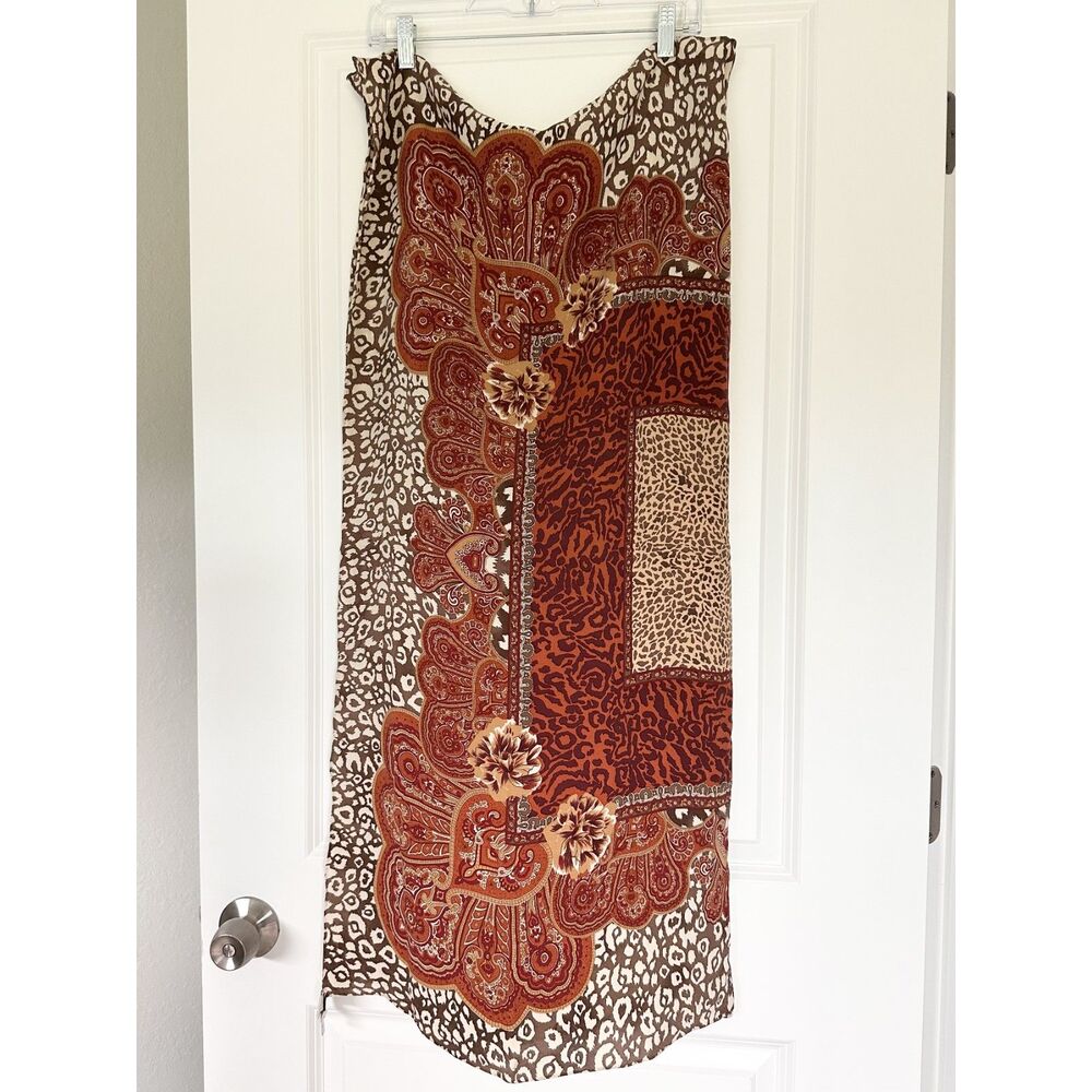 Episode Carolyn Wight Freeman Silk Scarf Animal Paisley Floral Boho Square 39"